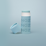 Load image into Gallery viewer, A blue bottle of our affordable, eco-friendly, and vegan Noz Sunscreen with our logo on the bottle.
